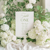 Elegant Sage Green & White Wedding Table Number 招待状