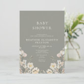 Elegant Sage Green Wildflower Baby Shower  招待状 (スタンド正面)