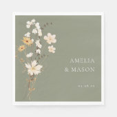 Elegant Sage Green Wildflower Bouquet Wedding  スタンダードランチョンナプキン (正面)
