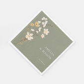 Elegant Sage Green Wildflower Bouquet Wedding  スタンダードランチョンナプキン (角)