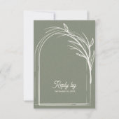 Elegant Sage Green With QR Code Wedding Reply By 出欠カード (正面)
