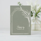 Elegant Sage Green With QR Code Wedding Reply By 出欠カード (スタンド正面)