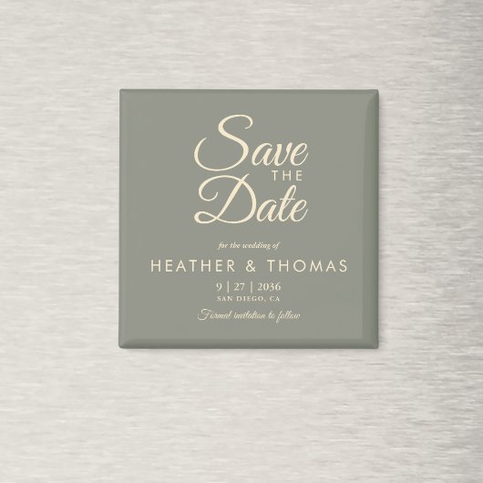 Elegant Sage Green Yellow Save The Date Magnet マグネット