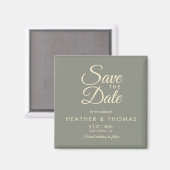 Elegant Sage Green Yellow Save The Date Magnet マグネット (正面/裏面)
