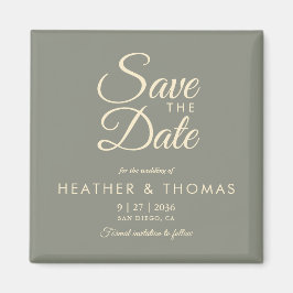 Elegant Sage Green Yellow Save The Date Magnet マグネット