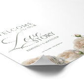 Elegant Sage Greenery Roses Welcome Wedding Sign ポスター (角)