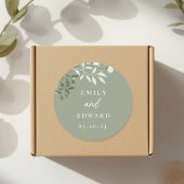 Elegant Sage Greenery Wedding Envelope Seal ラウンドシール