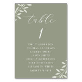 Elegant Sage Greenery Wedding Seating Chart テーブルナンバー (裏面)