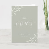 Elegant Sage Greenery Wedding Vow Books Her Vows カード (正面)