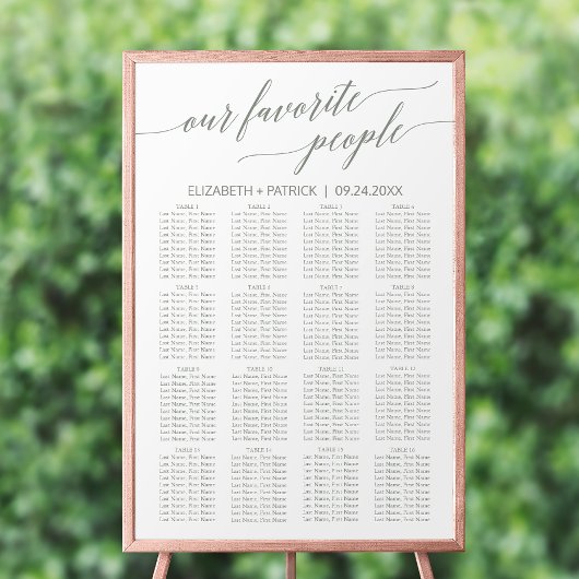 Elegant Sage Our Favorite People Seating Chart ポスター