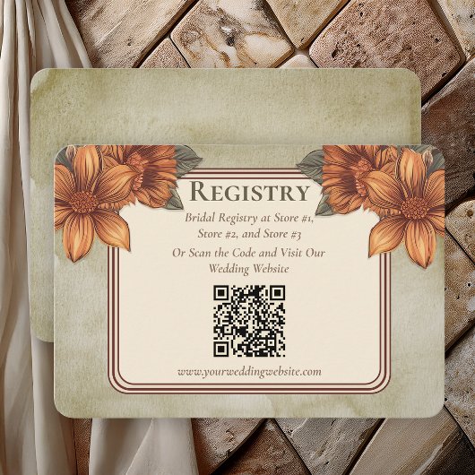 Elegant Sage Terracotta Floral Bridal Registry  エンクロージャーカード