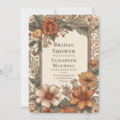 Elegant Sage Terracotta Floral Bridal Shower 招待状 (正面)