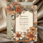 Elegant Sage Terracotta Floral Bridal Shower 招待状