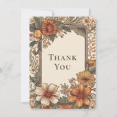 Elegant Sage Terracotta Floral Thank You Card サンキューカード (正面)