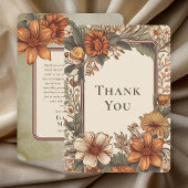 Elegant Sage Terracotta Floral Thank You Card サンキューカード