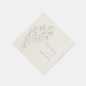 Elegant Sage Vintage Floral Wedding スタンダードカクテルナプキン (角)