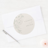 Elegant Sage Vintage Floral Wedding ラウンドシール (封筒)