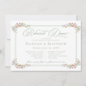 Elegant Sage Wildflower Crest Wedding Rehearsal 招待状 (正面)