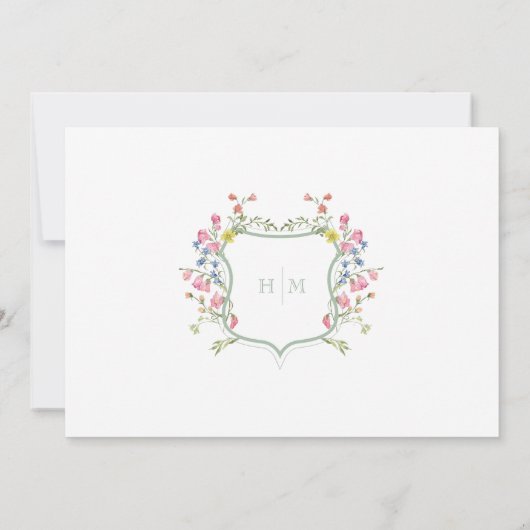 Elegant Sage Wildflower Crest Wedding Rehearsal 招待状 (裏面)