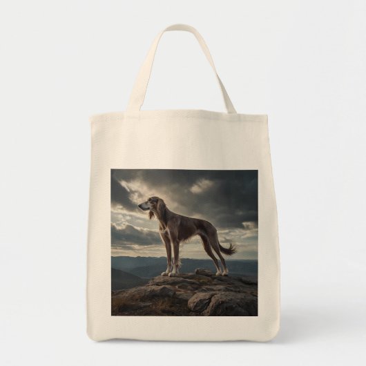 Elegant Saluki Grocery Tote トートバッグ (正面)