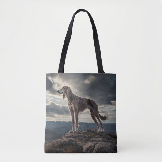 Elegant Saluki Shoulder Tote トートバッグ (正面)