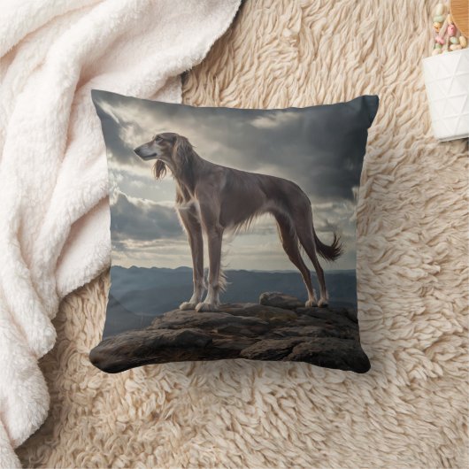 Elegant Saluki Throw Pillow クッション (ブランケット)