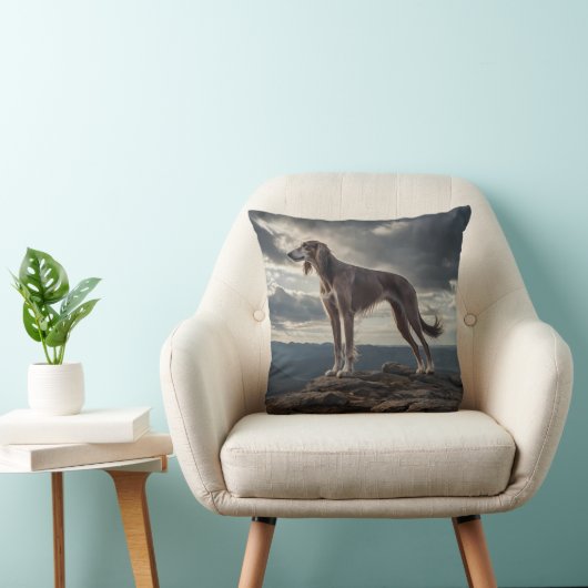 Elegant Saluki Throw Pillow クッション (椅子)