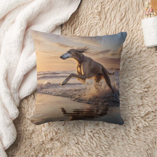 Elegant Saluki Throw Pillow クッション (ブランケット)