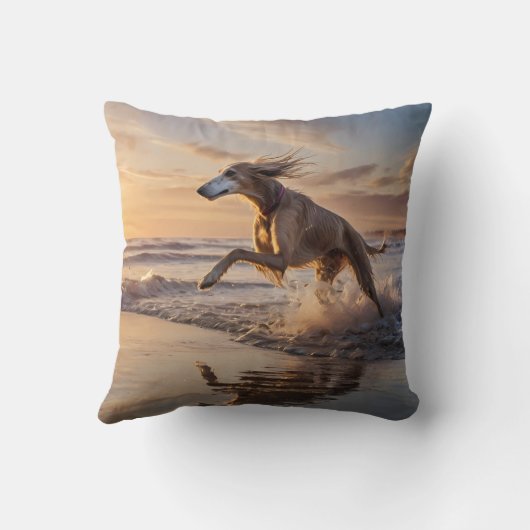 Elegant Saluki Throw Pillow クッション (裏面)