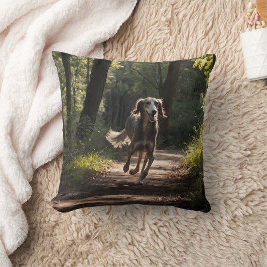 Elegant Saluki Throw Pillow クッション (ブランケット)