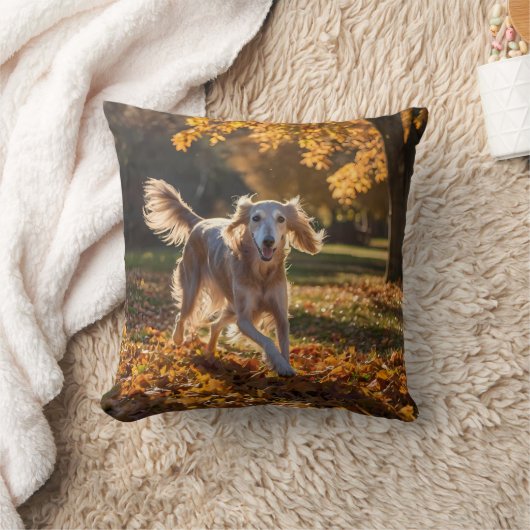 Elegant Saluki Throw Pillow クッション (ブランケット)