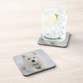 Elegant Samoyed Personalized Beverage Coaster Set コースター (右側)
