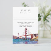 Elegant San Francisco Watercolor Wedding 出欠カード (スタンド正面)