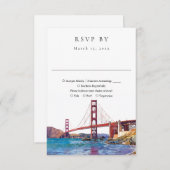 Elegant San Francisco Watercolor Wedding 出欠カード (正面/裏面)
