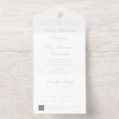 Elegant Sandy Neutral QR Code Traditional Wedding オールインワン招待状 (内側)