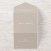 Elegant Sandy Neutral QR Code Traditional Wedding オールインワン招待状 (外側)