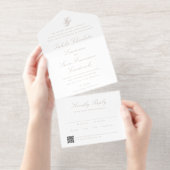 Elegant Sandy Neutral QR Code Traditional Wedding オールインワン招待状 (切り取り部)