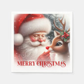 Elegant Santa and Rudolph Christmas Party Dinner スタンダードカクテルナプキン (正面)