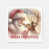 Elegant Santa and Rudolph Holiday Dinner Party  スタンダードカクテルナプキン (正面)