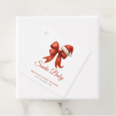 Elegant Santa Baby Shower Red Bow Christmas フェイバータグ (インサイチュ)