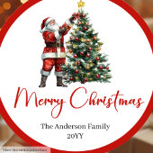 Elegant Santa Claus Gift Label Sticker Template ラウンドシール