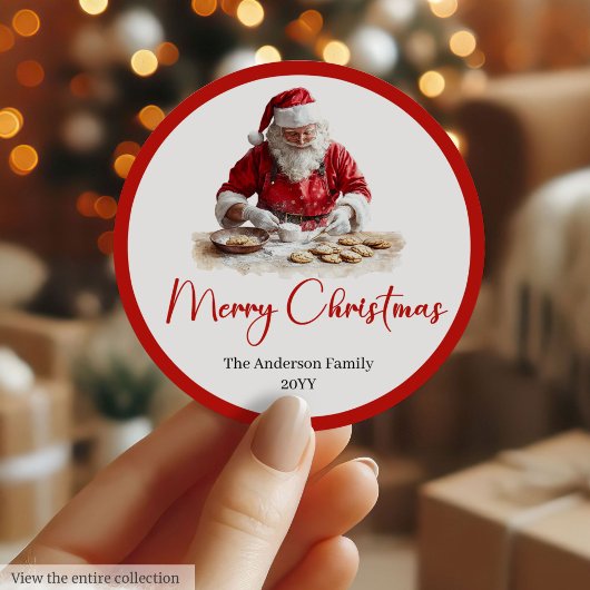 Elegant Santa Claus Gift Label Sticker Template ラウンドシール