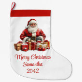 Elegant Santa Claus Minimalist Cozy Christmas   ラージクリスマスストッキング (正面)