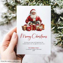 Elegant Santa Claus Minimalist Modern Holiday Card シーズンカード