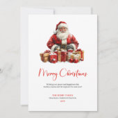 Elegant Santa Claus Minimalist Modern Holiday Card シーズンカード (正面)