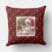 Elegant Santa Claus Rudolph Cute Classic Christmas クッション (裏面)