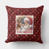 Elegant Santa Claus Rudolph Cute Classic Christmas クッション (正面)