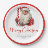 Elegant Santa Claus Traditional Festive Christmas ペーパープレート (正面)