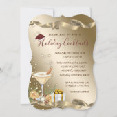 Elegant,Santa Hat,Orange Cocktail Christmas 招待状 (正面)