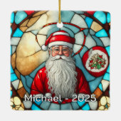 Elegant Santa Portrait セラミックオーナメント (裏面)